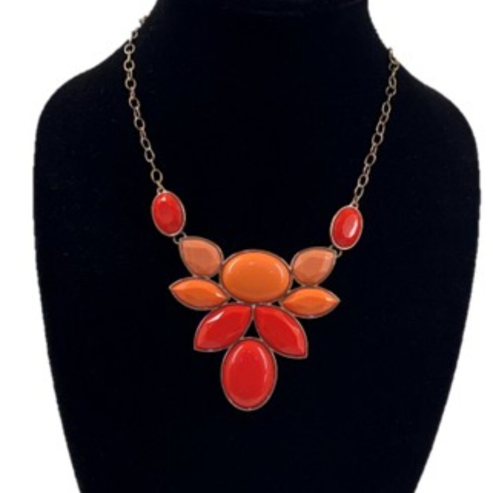 Orange Tone Acrylic Statement Necklace